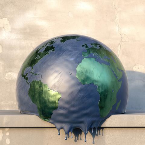 Climate change - globe melting